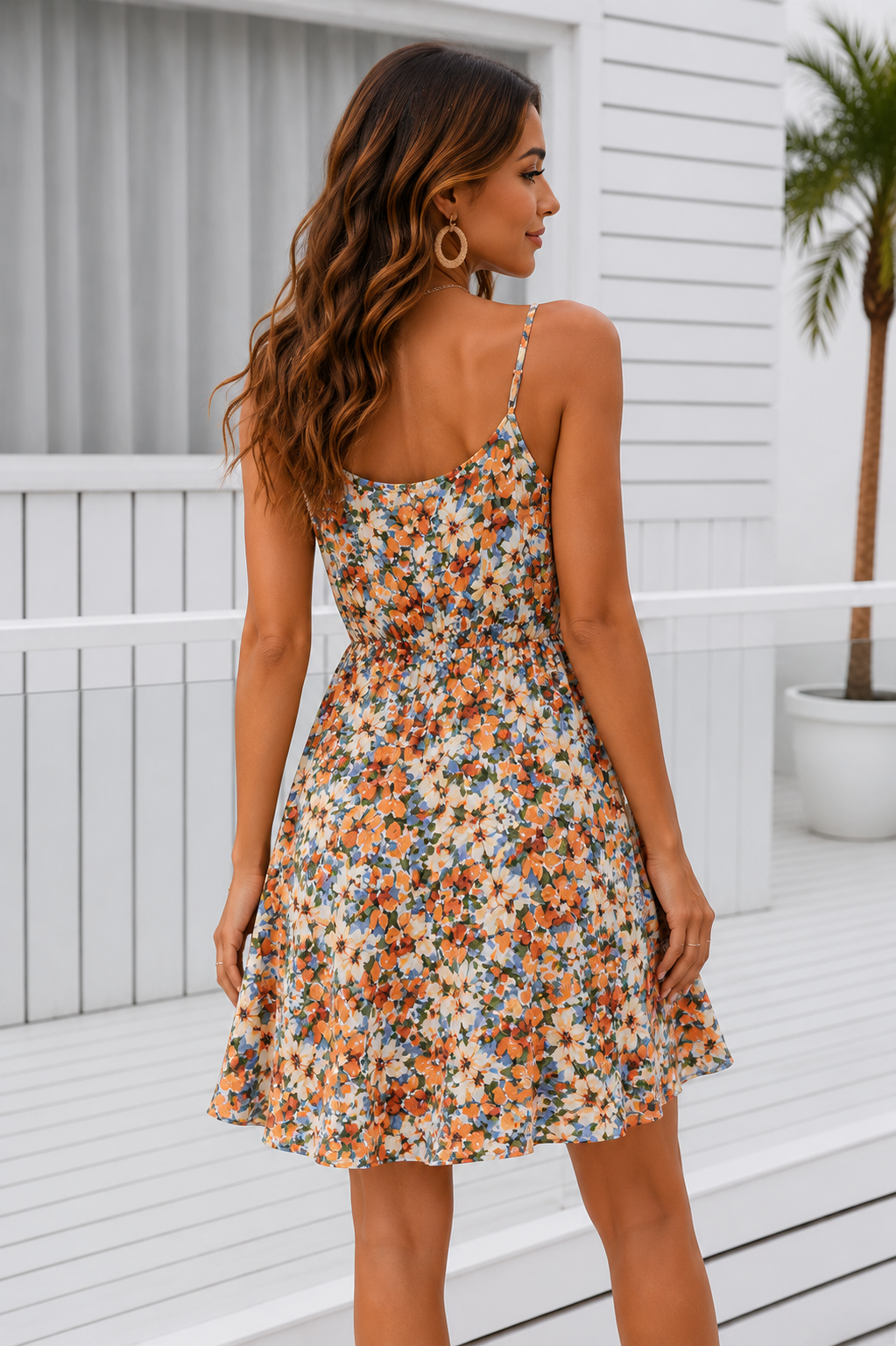Floral Print Spaghetti Strap Summer Mini Dress