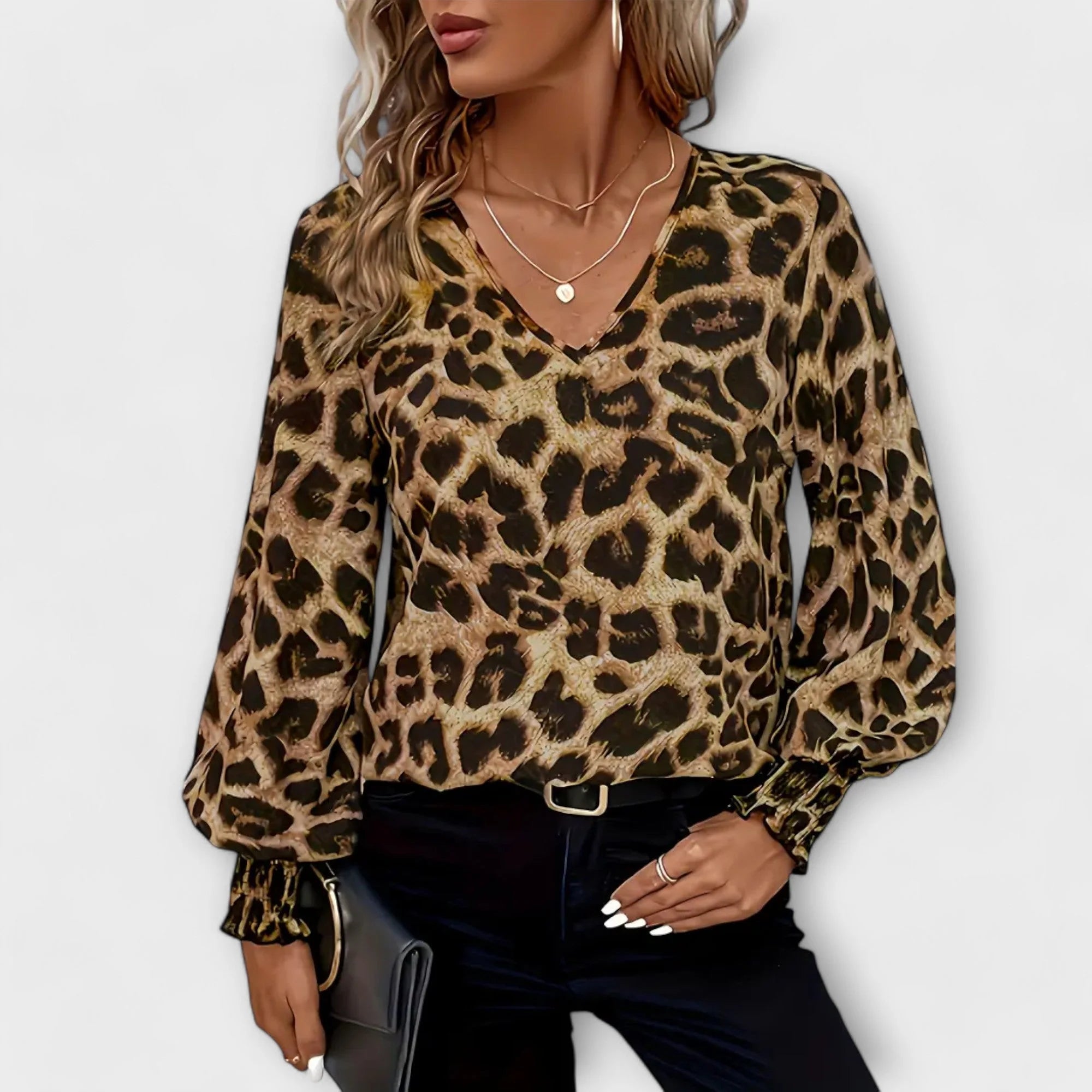 Sudadera Elegante Con Estampado De Leopardo
