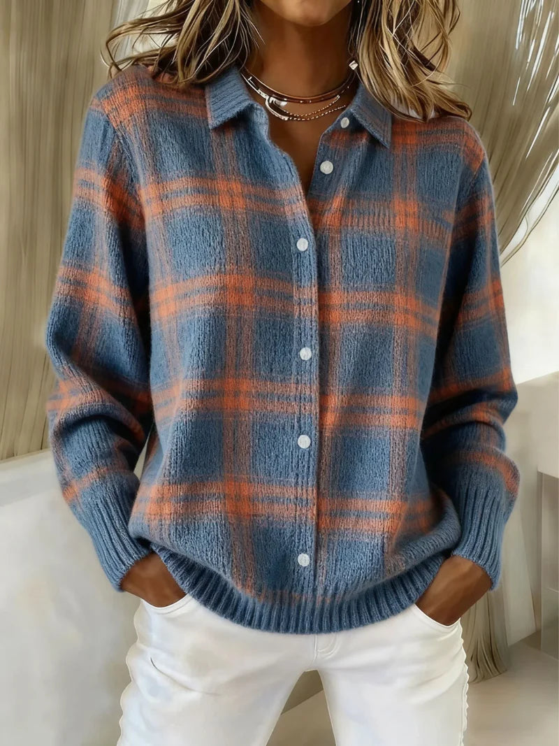 Mira™: Blusa Suave Con Estampado De Cuadros, Tejido Suave Tipo Sudadera Con Capucha.
