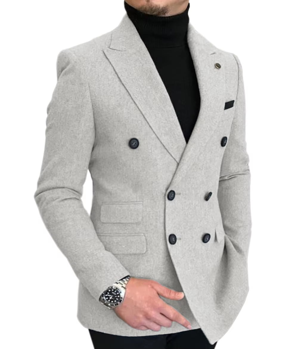 Formal 2025 New Burgundy Red Grey Lapel Tux Men Slim Fit Suits Coat Jacket Custom Made for Wendding Party Woolen Cloth