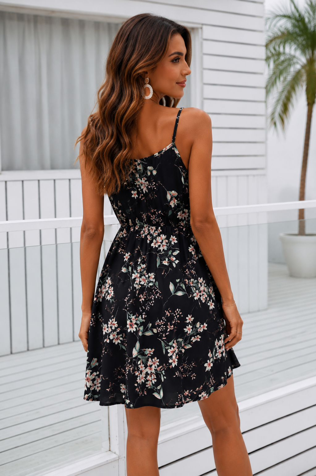 Floral Print Spaghetti Strap Summer Mini Dress