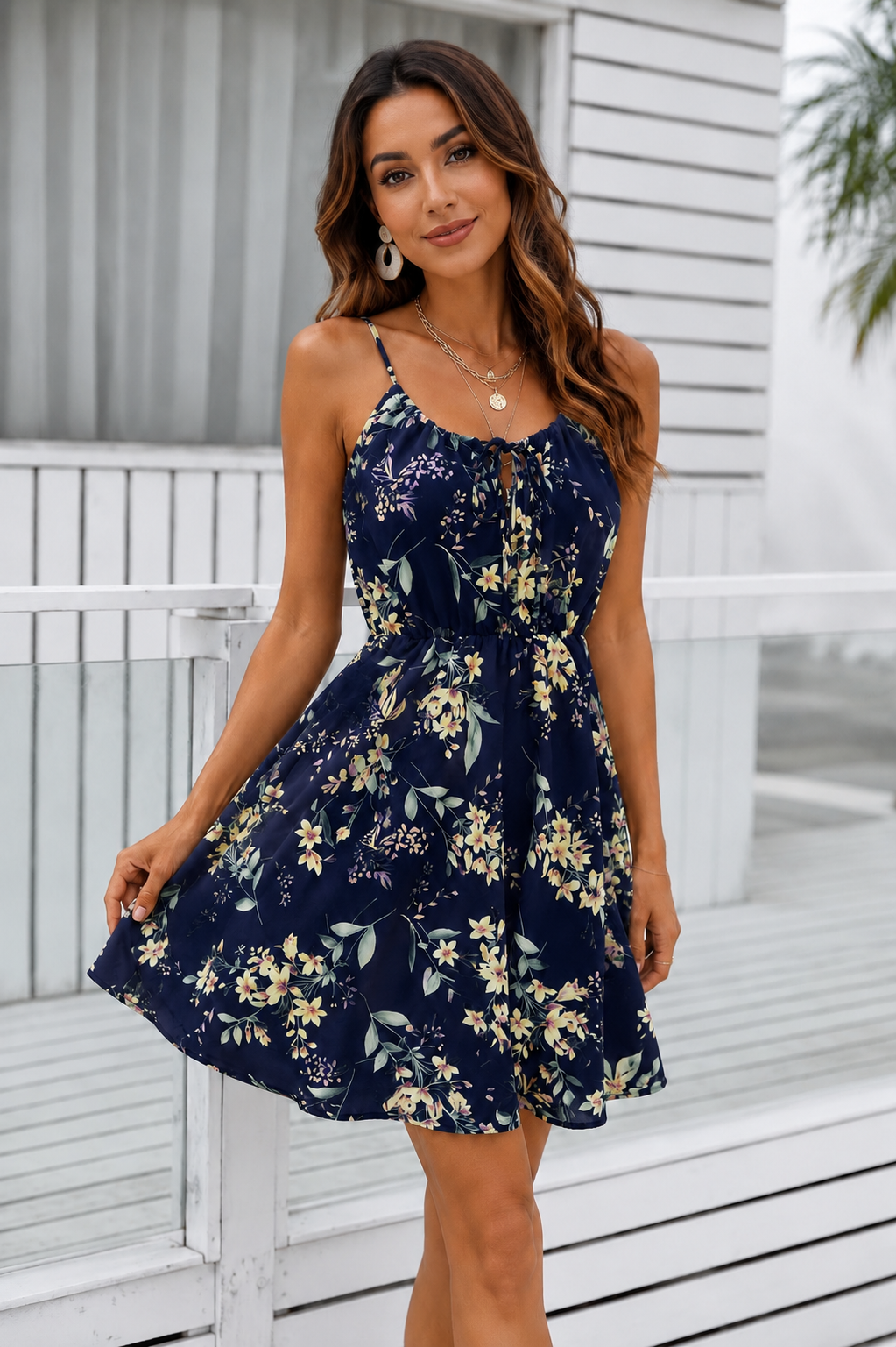 Floral Print Spaghetti Strap Summer Mini Dress