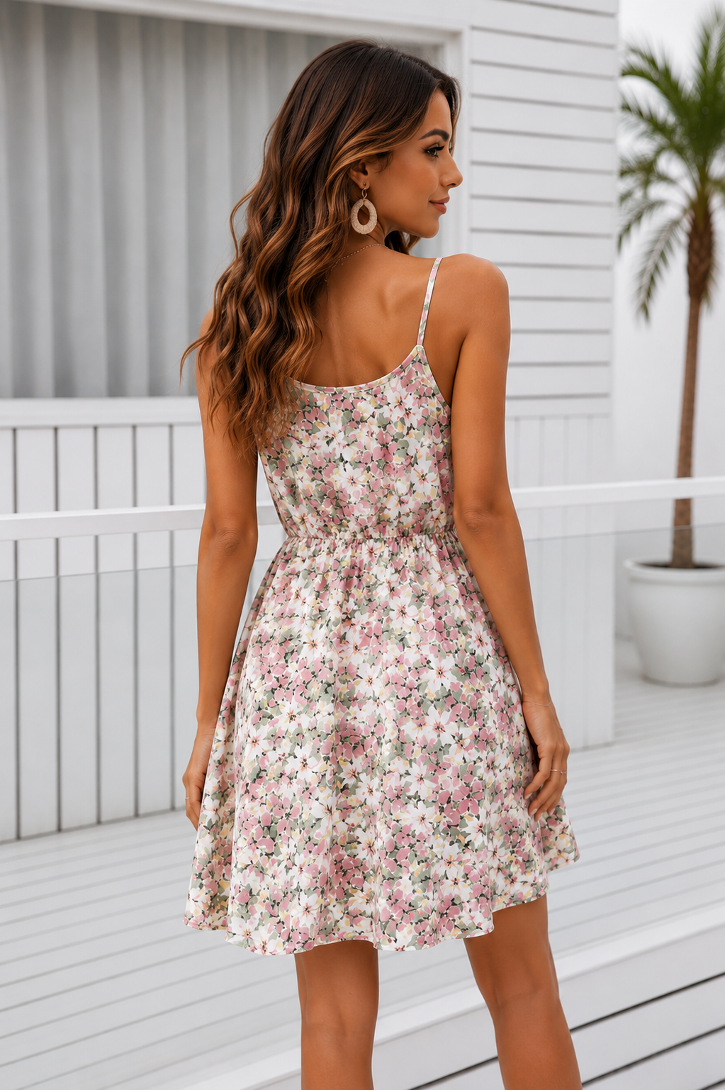 Floral Print Spaghetti Strap Summer Mini Dress